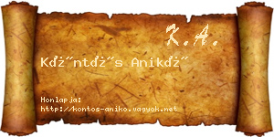 Köntös Anikó névjegykártya
