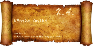 Köntös Anikó névjegykártya